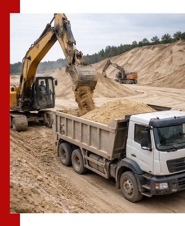 Доставка карьерного песка с самосвалами и разгрузкой в Фрязине