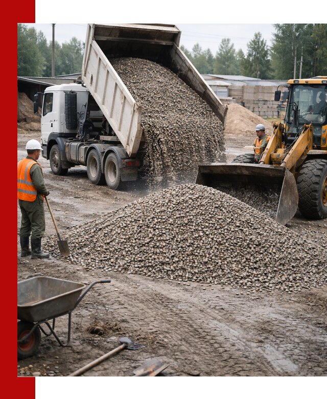 Мытый гравий с доставкой в Фрязине от карьера до участка