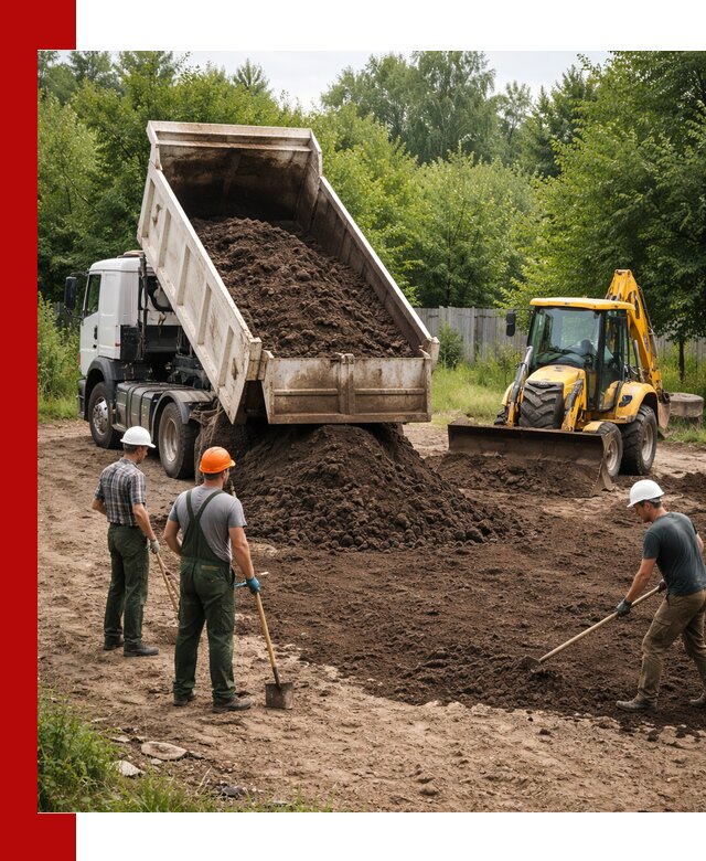 Доставка и укладка грунта для выравнивания участка в Фрязине