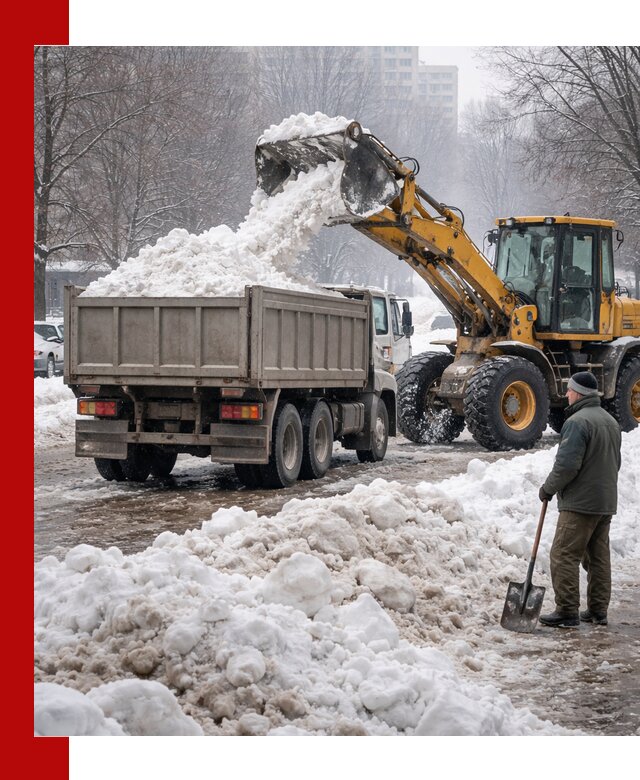 Вывоз снега грузовой техникой в Фрязине оперативно и чисто